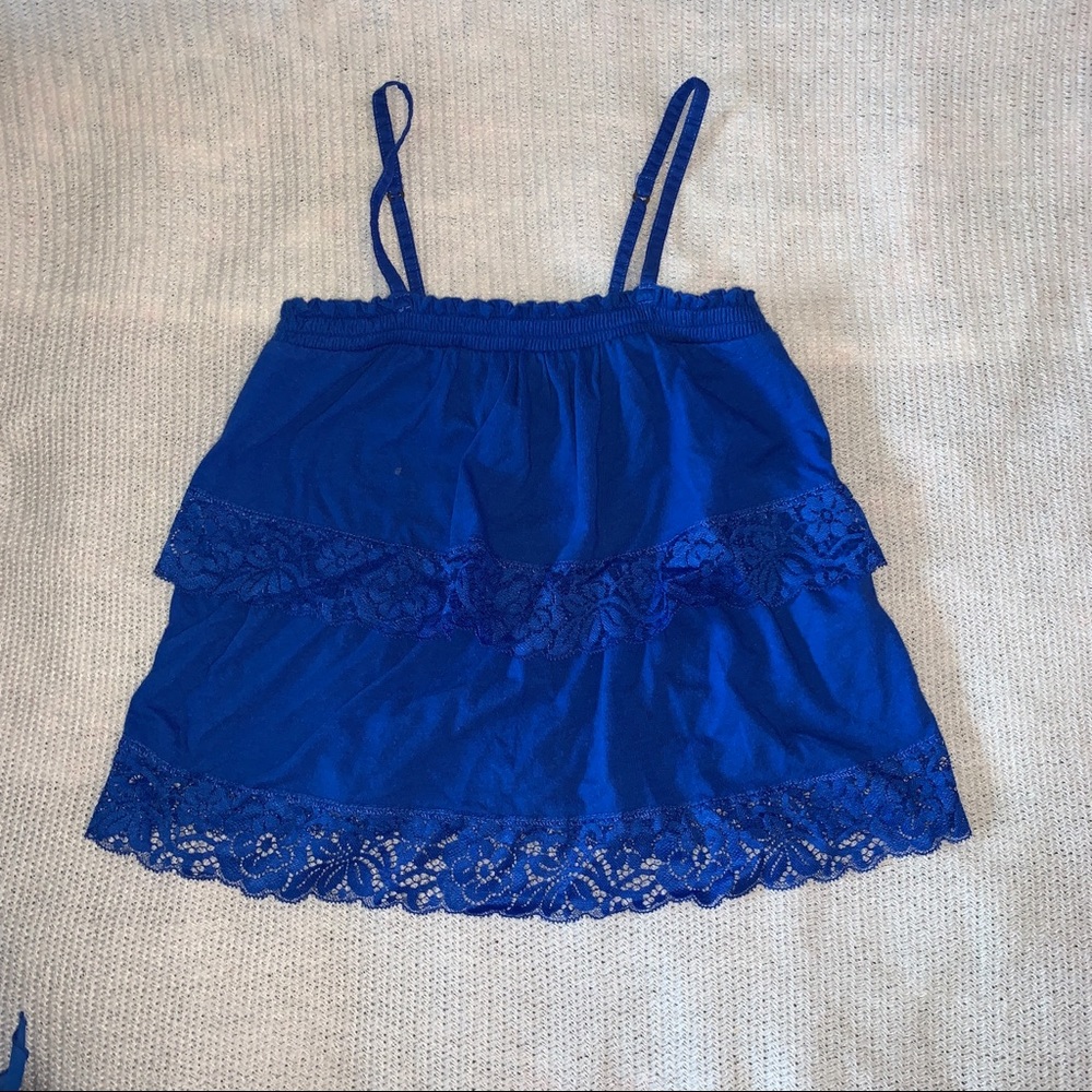 HOLLISTER BLUE RUFFLE TANK